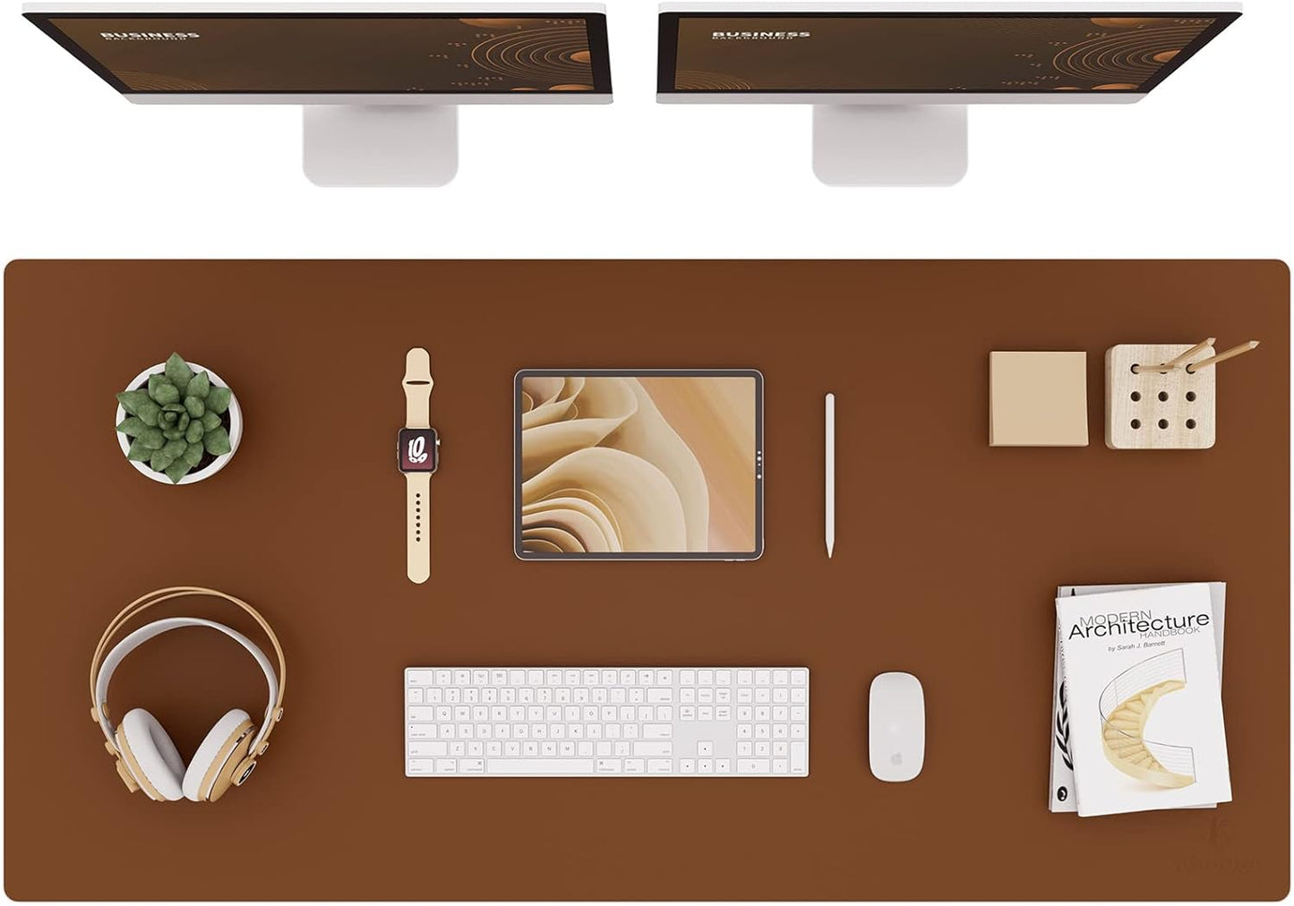 Large Office Leather Desk Mat, Mouse and Keyboard Pad, Computer and Laptop Mat, Desktop Protector and Cover, Writing Pad and Blotter (31.5"X15.7", Green)