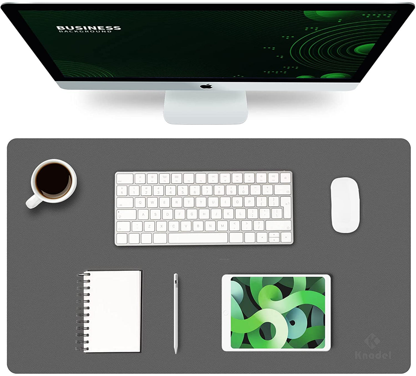 Large Office Leather Desk Mat, Mouse and Keyboard Pad, Computer and Laptop Mat, Desktop Protector and Cover, Writing Pad and Blotter (31.5"X15.7", Green)