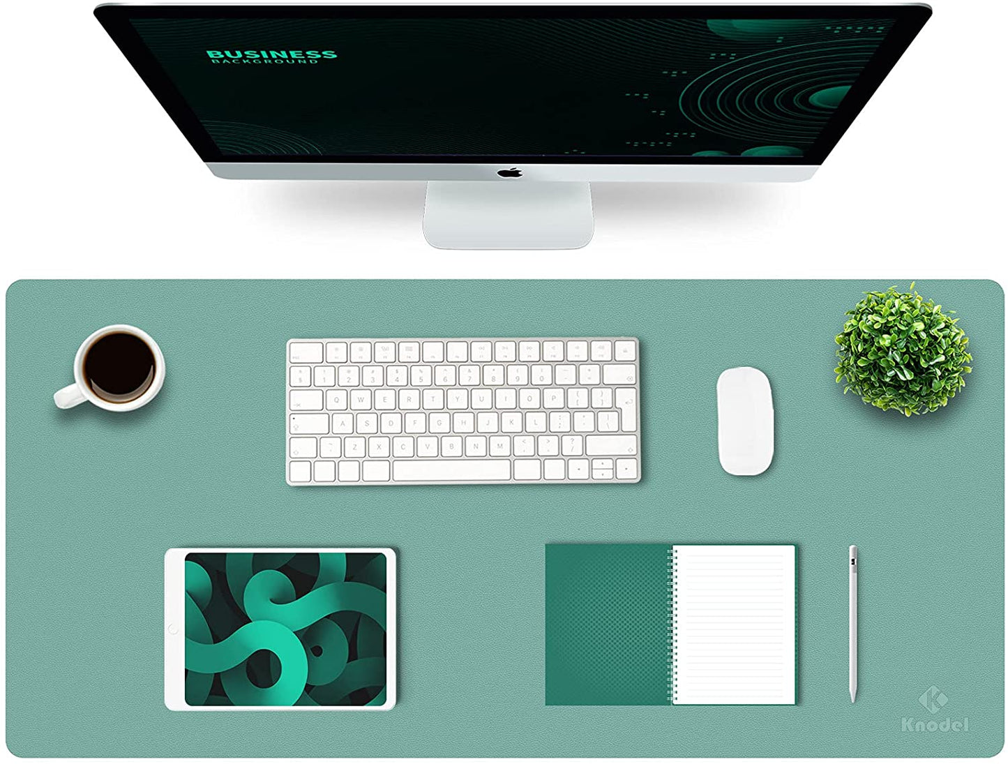 Large Office Leather Desk Mat, Mouse and Keyboard Pad, Computer and Laptop Mat, Desktop Protector and Cover, Writing Pad and Blotter (31.5"X15.7", Green)