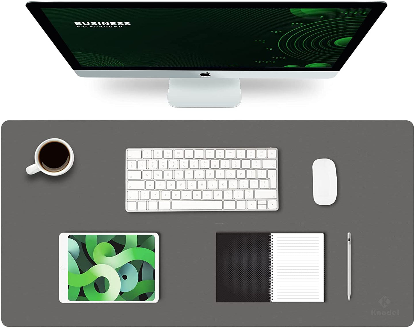 Large Office Leather Desk Mat, Mouse and Keyboard Pad, Computer and Laptop Mat, Desktop Protector and Cover, Writing Pad and Blotter (31.5"X15.7", Green)