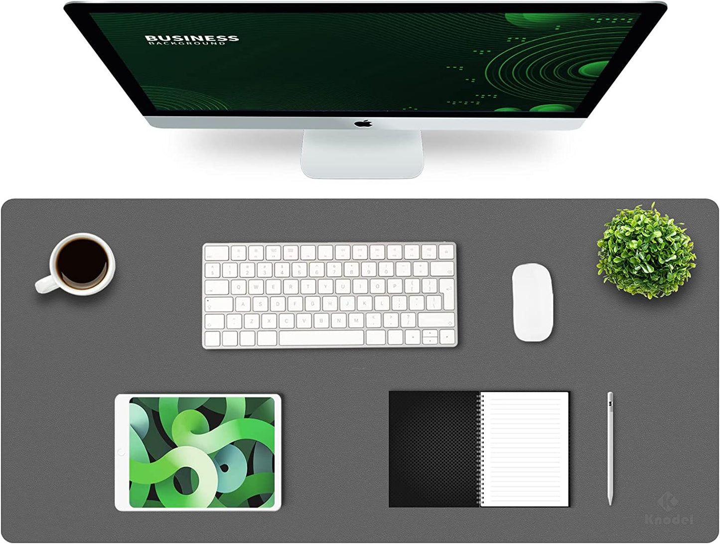 Large Office Leather Desk Mat, Mouse and Keyboard Pad, Computer and Laptop Mat, Desktop Protector and Cover, Writing Pad and Blotter (31.5"X15.7", Green)