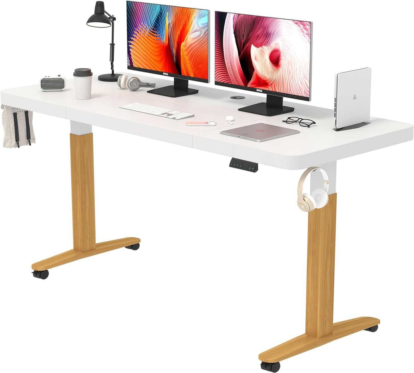 Enhance Your Workspace with the  Electric Height Adjustable Standing Desk - 55"x24", Ergonomic Sit-Stand Design with Memory Preset Controller (Black Frame/Rustic Brown Top)