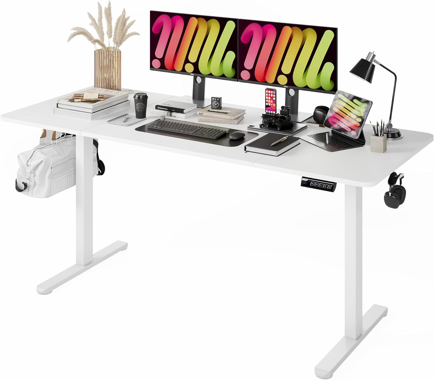 Enhance Your Workspace with the  Electric Height Adjustable Standing Desk - 55"x24", Ergonomic Sit-Stand Design with Memory Preset Controller (Black Frame/Rustic Brown Top)