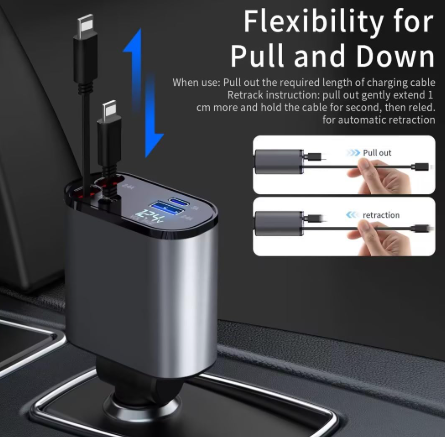 NEXNOVI: SmartReach Extendable Car Charger – Versatile Charging Solution